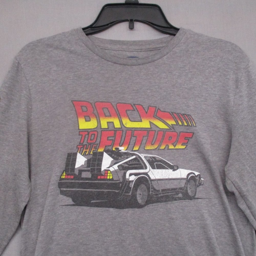 Old Navy Back To The Future Long Sleeve Shirt Gray Men Size | S - Picture 2 of 7